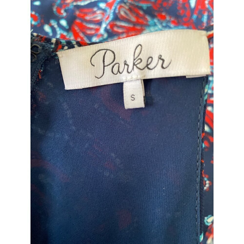 Parker Bandana Print Lace-up Halter Mini Dress, Navy Red Ruffle Hem Women's S - Picture 10 of 12